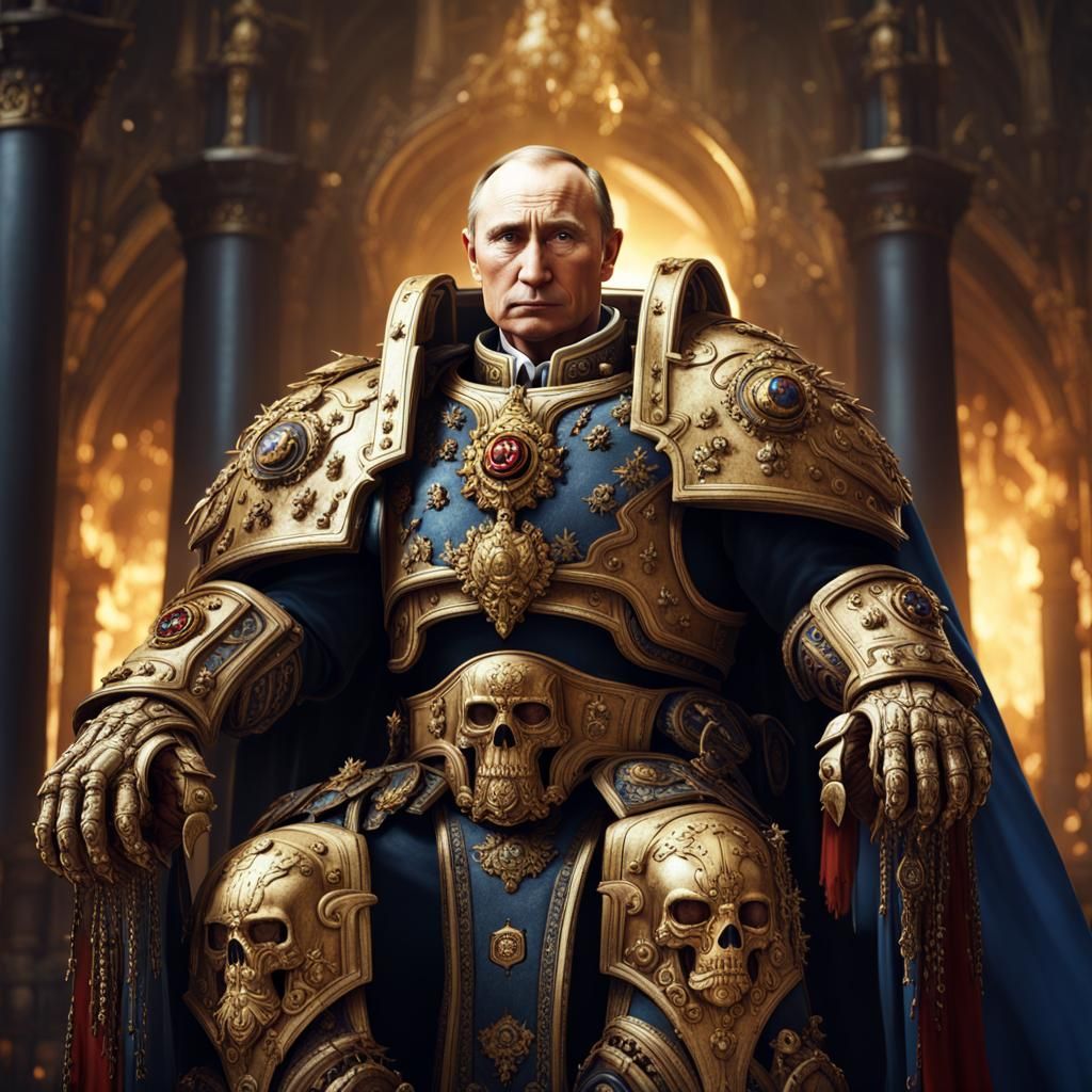 God Emperor in Golden Armor: Warhammer 40K Art
