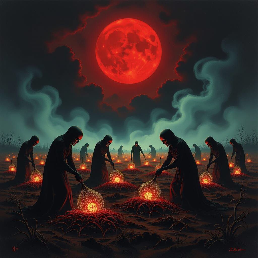 Macabre Harvest Festival Under Blood Moon