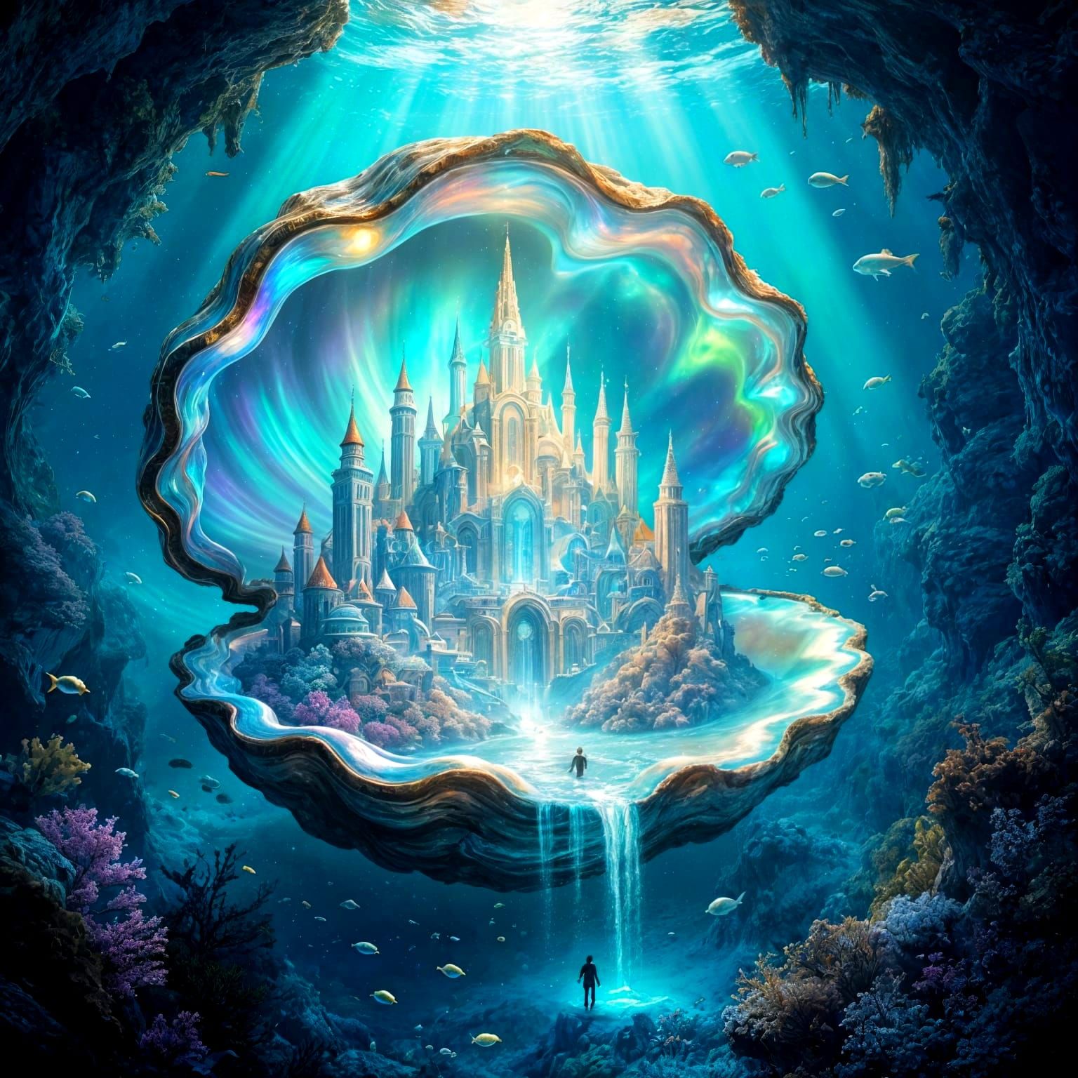 City in Pearl: Hyperrealistic Underwater Wonder