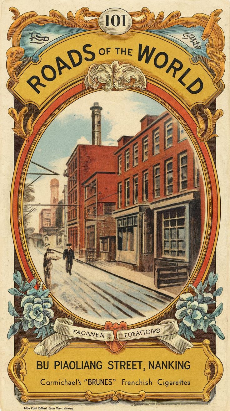 Vintage Cigarette Card: "Roads of the World," Bu Piaoliang S...