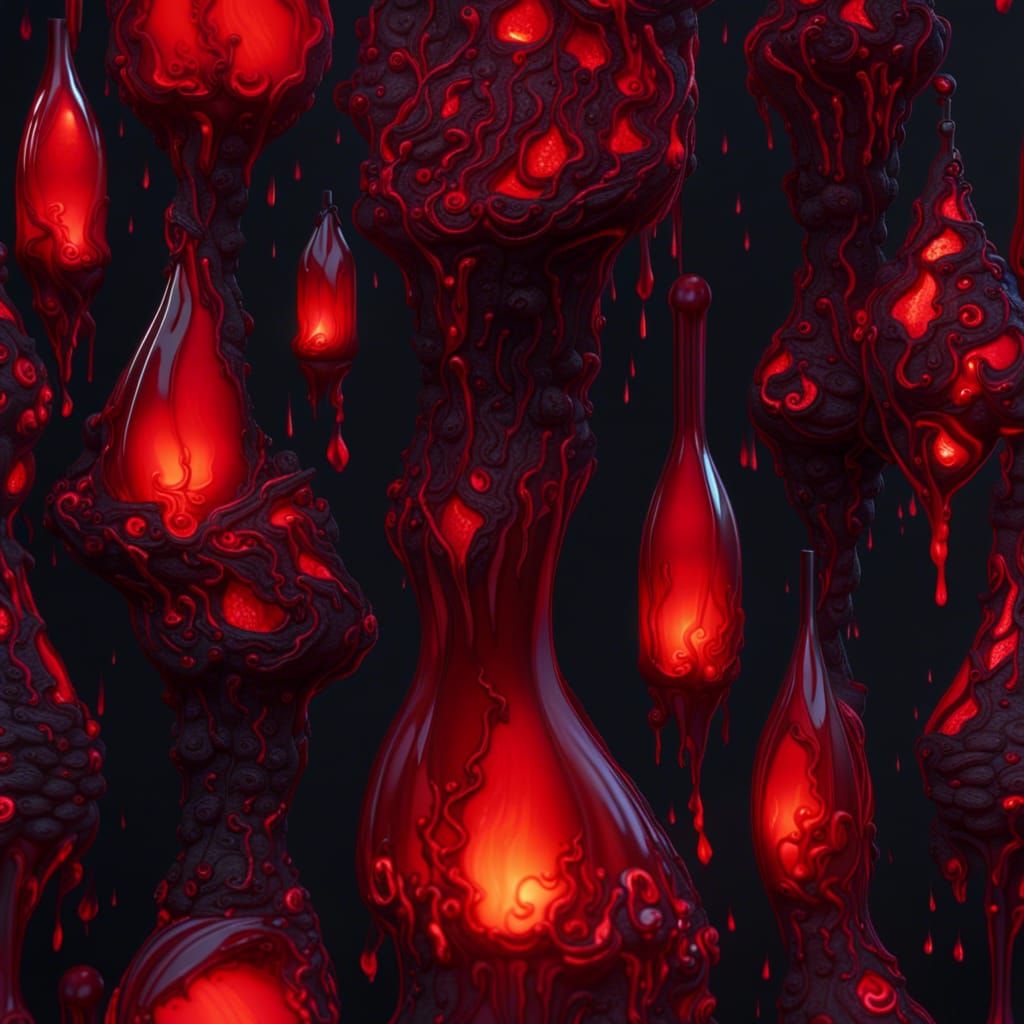 Gothic Lava Lamp with Blood: Detailed Matte Painting