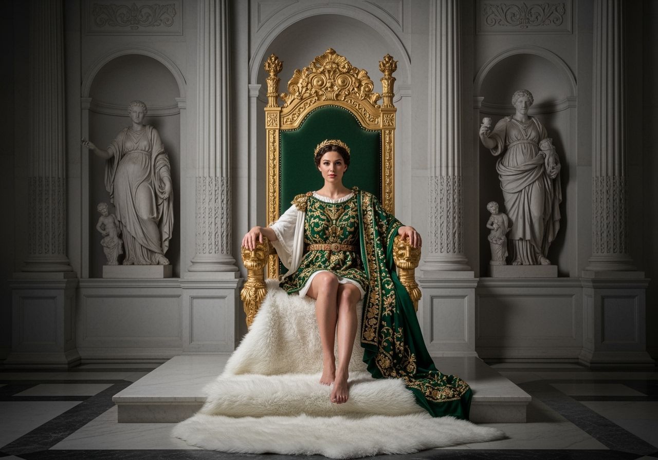 Roman Empress on Gold Throne in Baroque Style