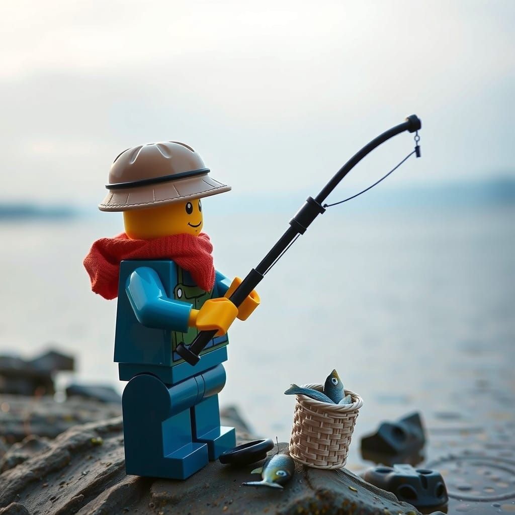 Minifigure of a Fisherman