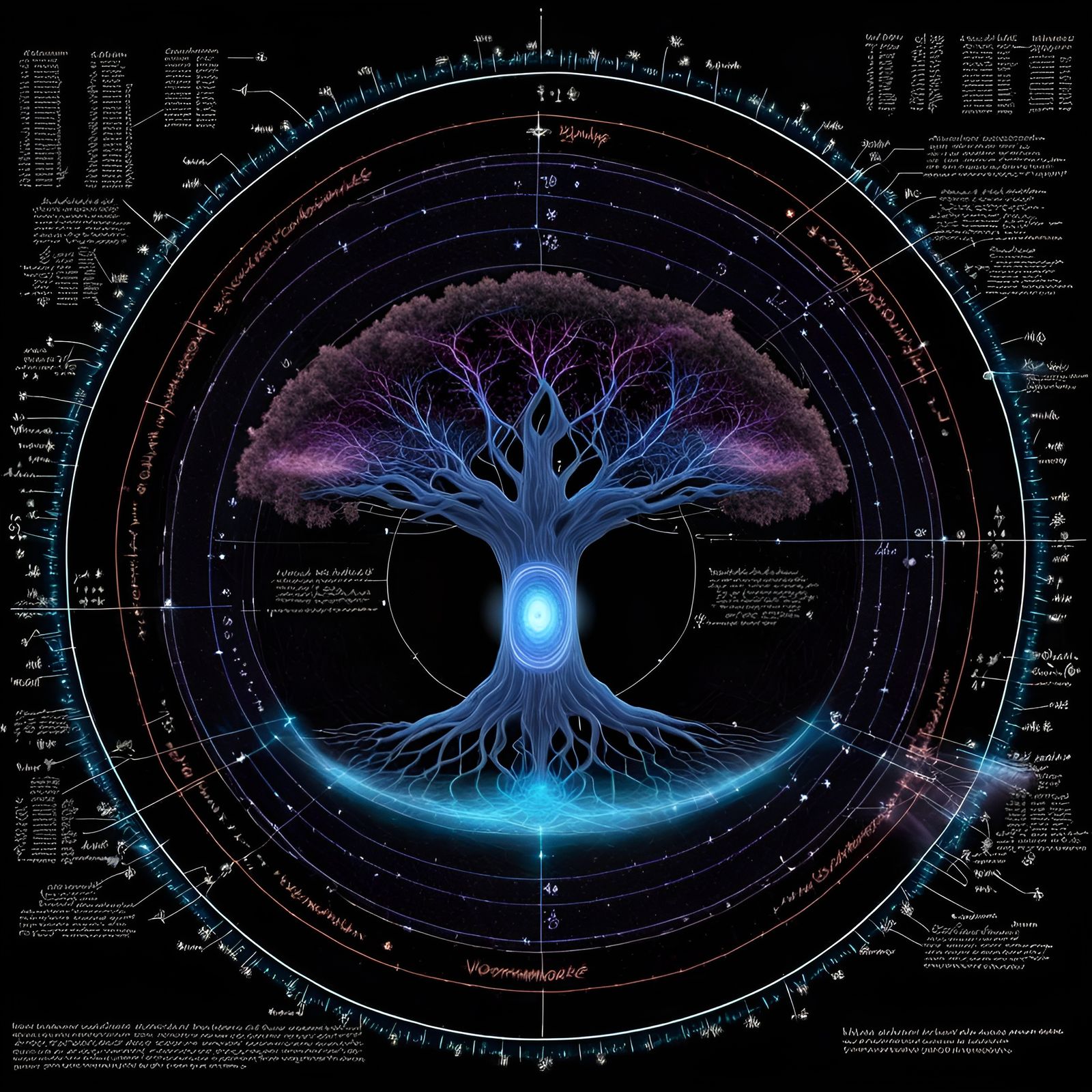 Bioluminescent Tree of Life with Wormhole Diagram