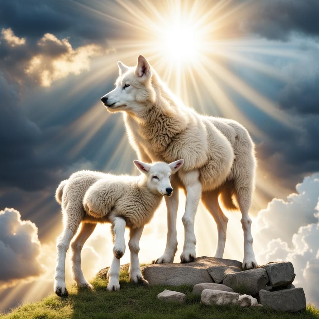 Wolf and Lamb Together in Divine Sunshine