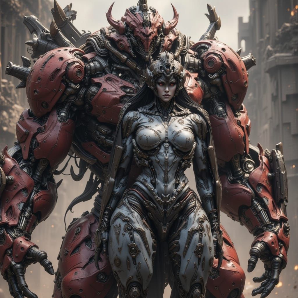 Gladiator Battles Orc in Steel Punk Style