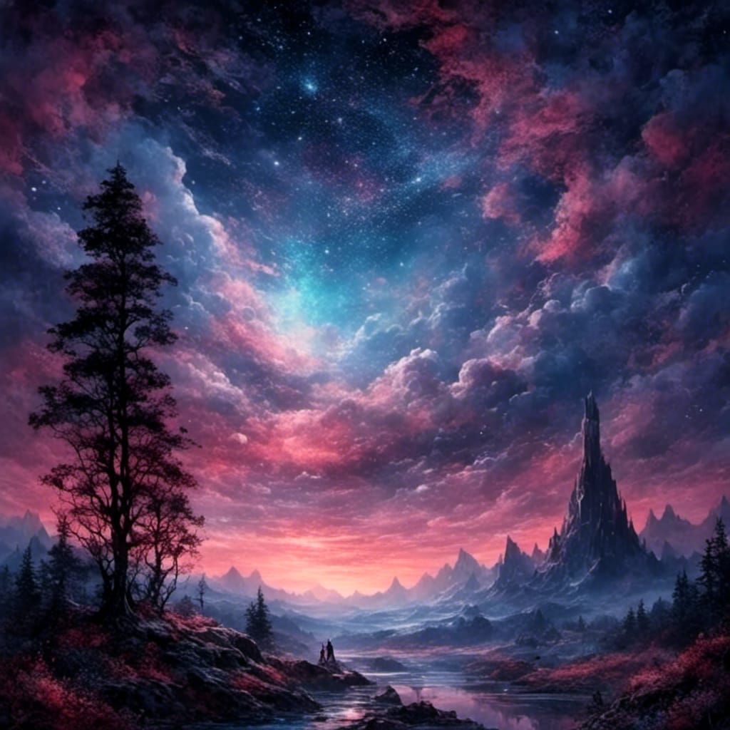 Magical Starry Night Sky with Glittering Stars