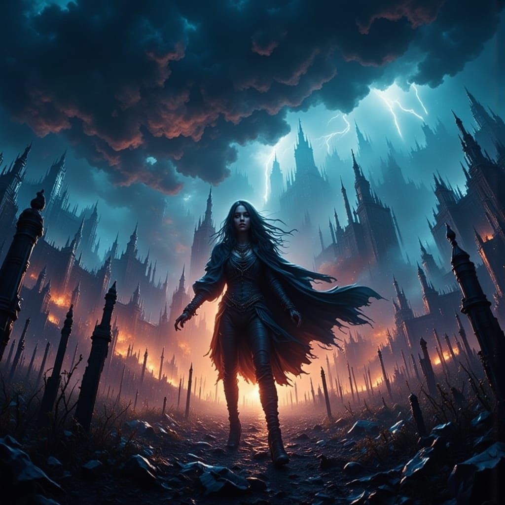 Dystopian Escape in a Sci-Fi Landscape