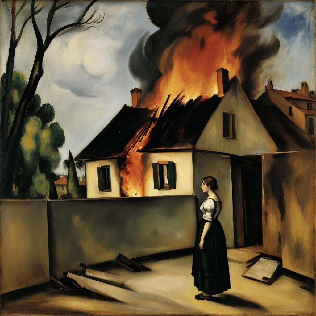 House Fire Watched in Impressionist Style