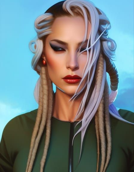 Genius Supervillainess Portrait in Hyperdetailed Concept Art