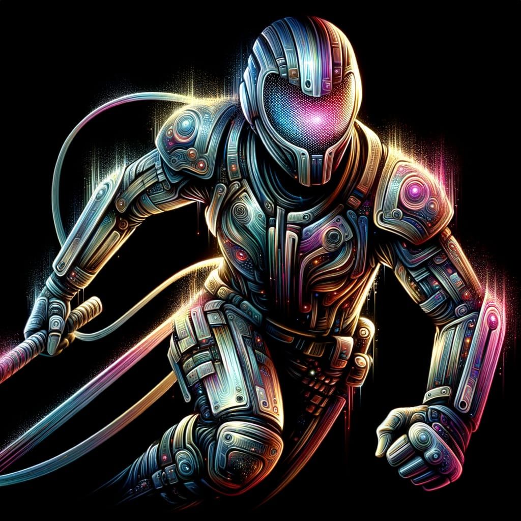 Cyber Ninja in Futuristic Graffiti Style
