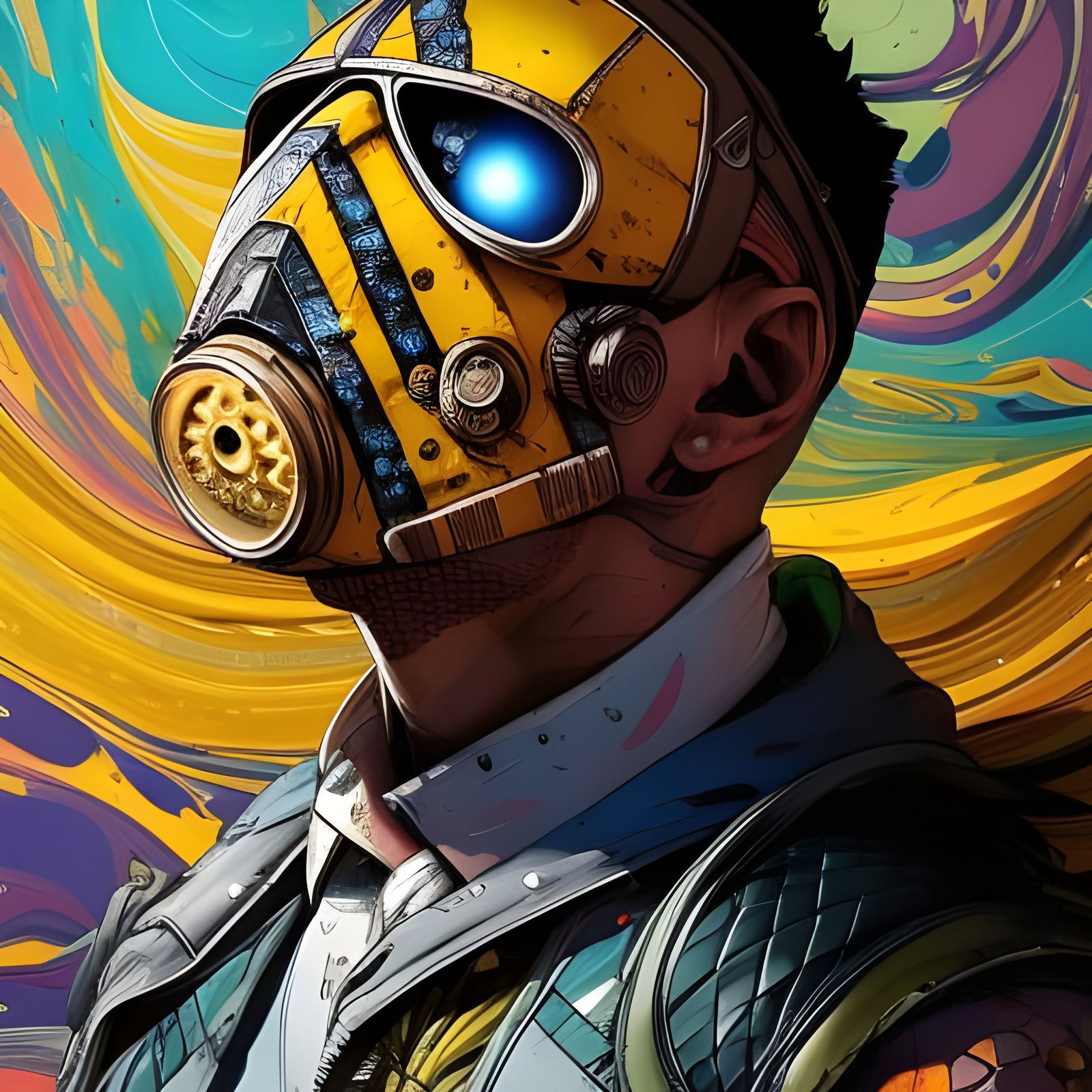 Explosive Lemon Man Portrait in Borderlands Style