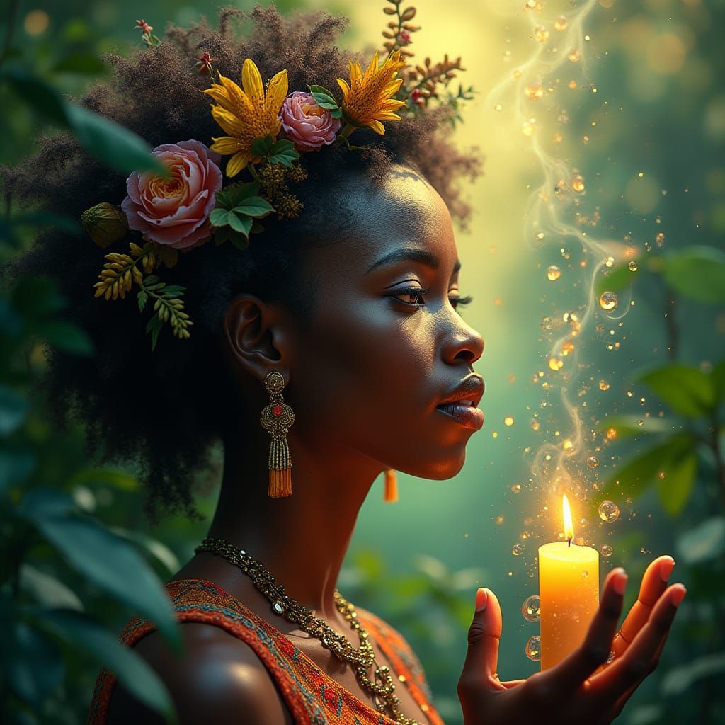 Afro-Brazilian Spiritual Leader in Harmony with Nature