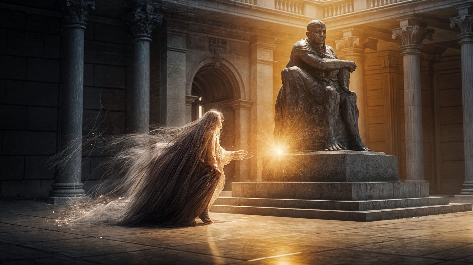 Phantom Illuminates Belphegor Statue in Louvre