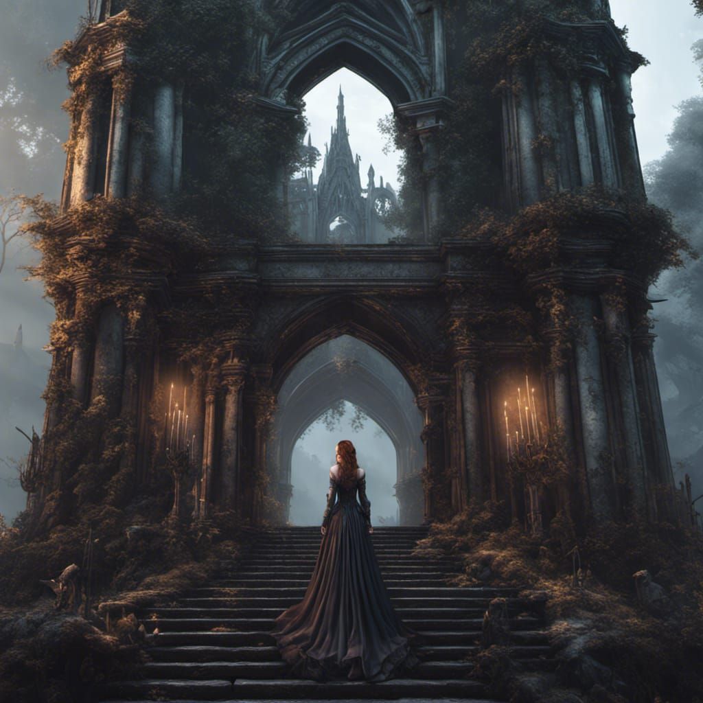 Gothic Beauty in Detailed Matte Painting