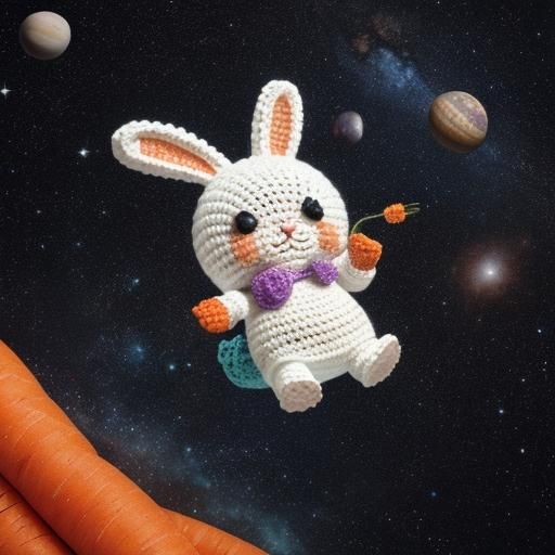 Cosmic Crochet Bunny's Space Carrot Feast
