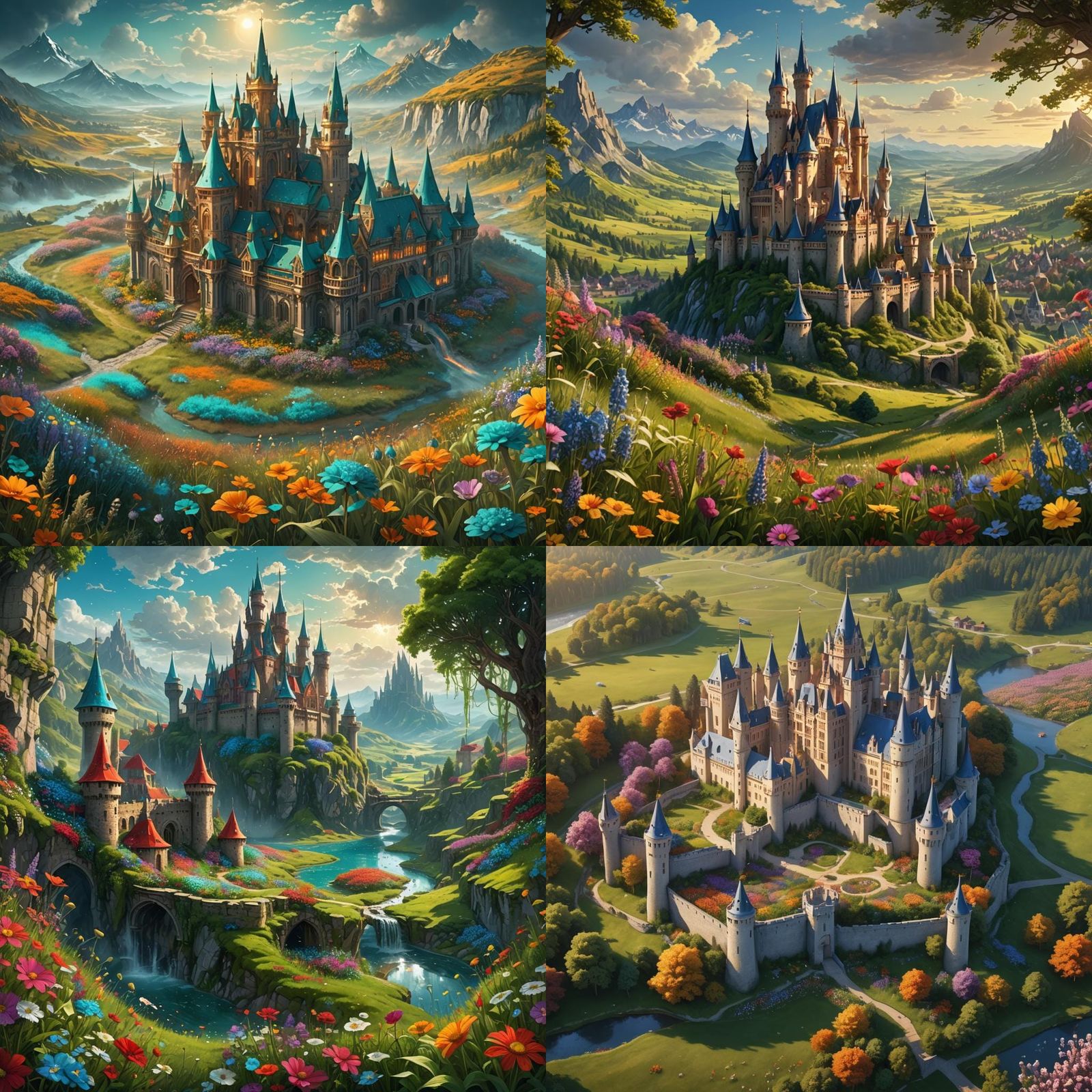 Kingdom in Flower Meadow: Fantasy Concept Art