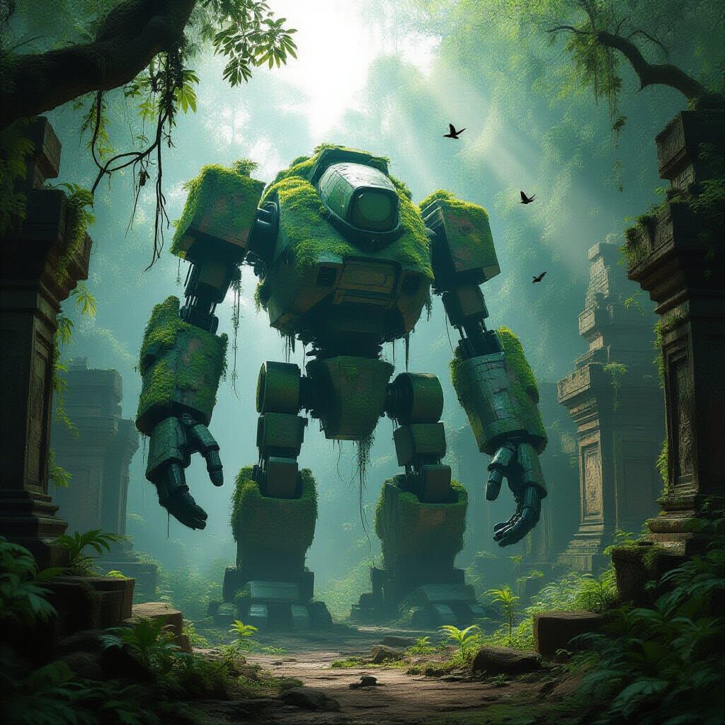 Moss-Covered Automaton in Forgotten Jungle City