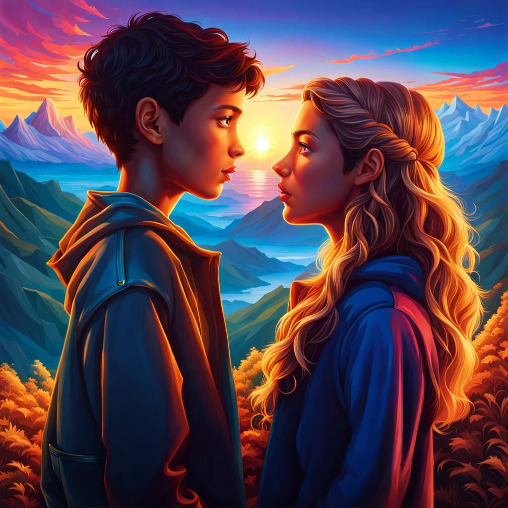 Intense Gaze at Sunset: Hyperrealistic Digital Art