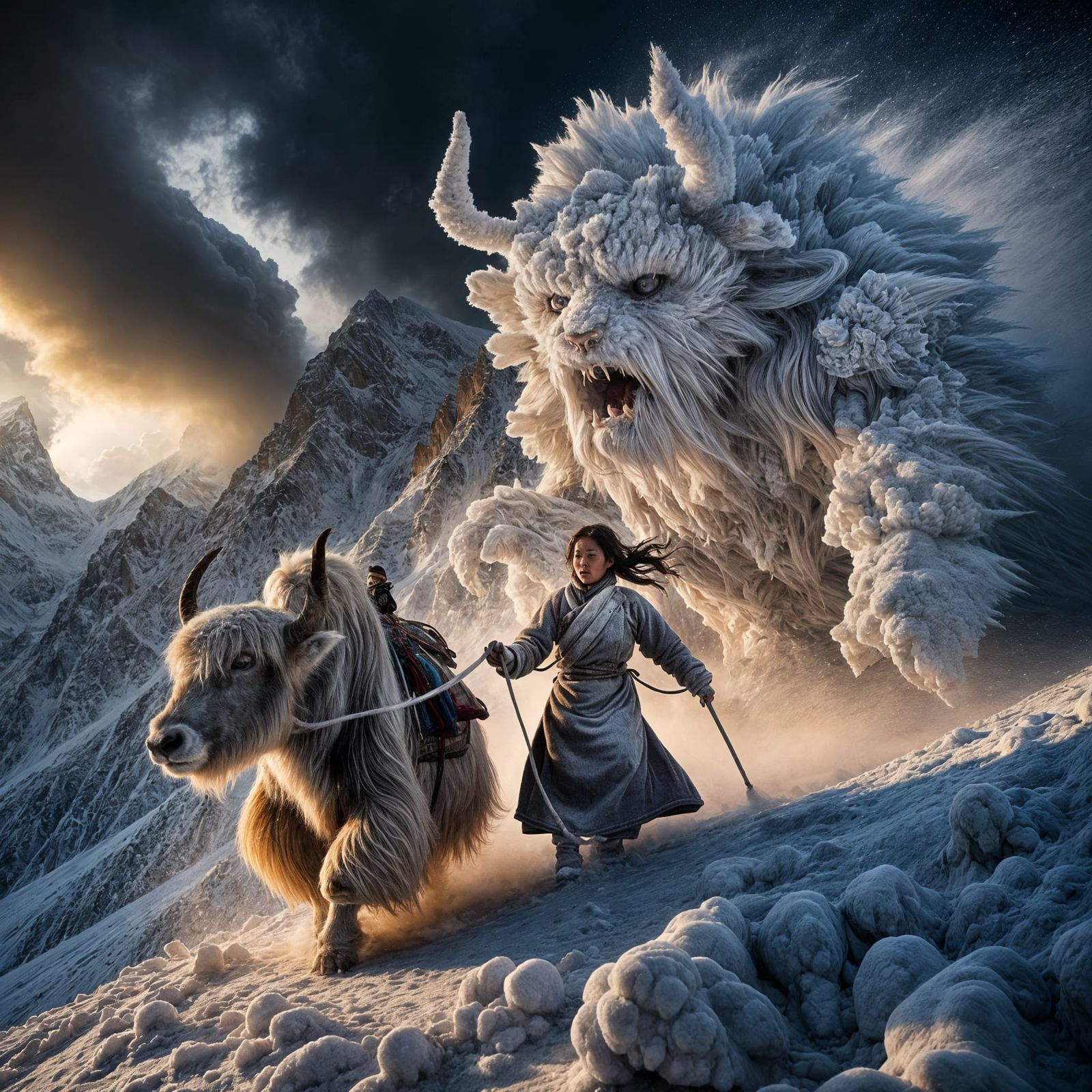 Himalayan Snow Creature Emerges at Sunset