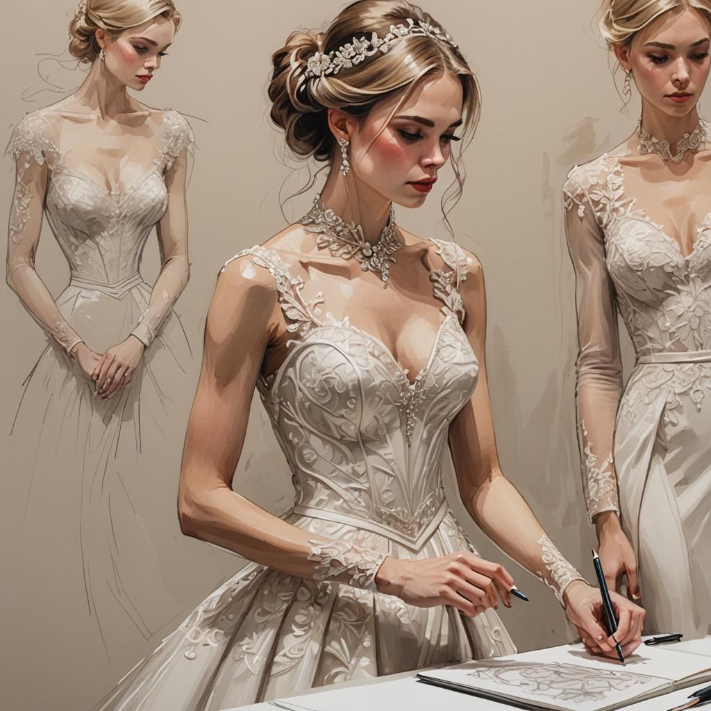 Artist Sketching Boy in Bridal Gown