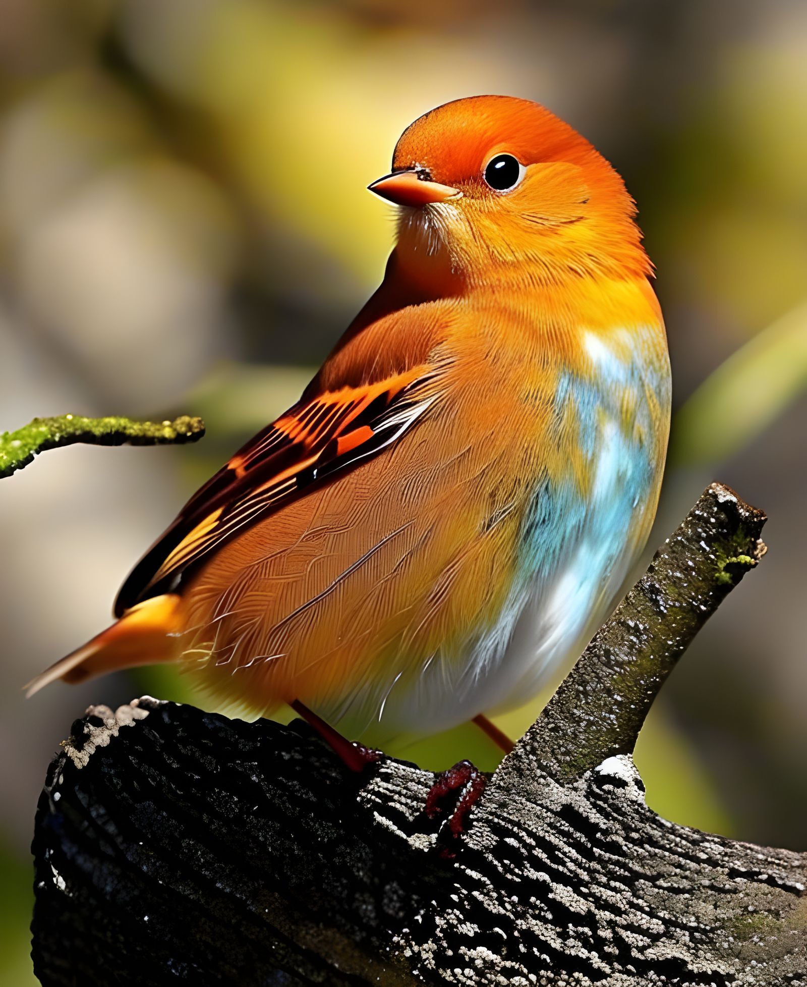 Dreamy Bird in Birch Tree: Pastel Pencil Sketch