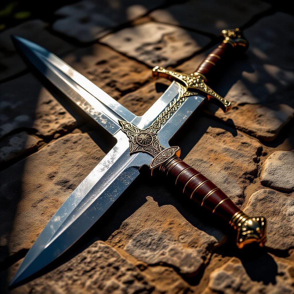 Photorealistic Iberian Falcata Sword with Intricate Hilt