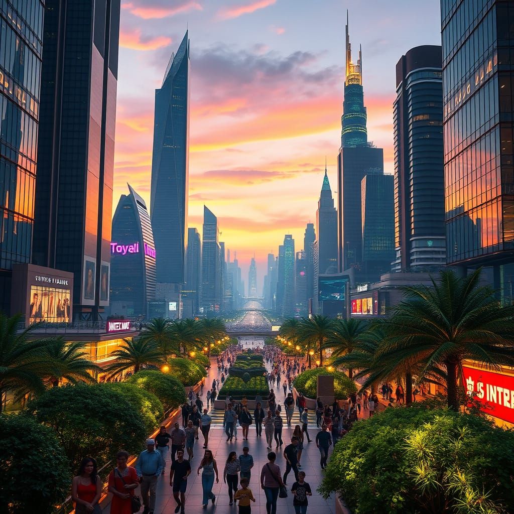 Ethereal Utopian Metropolis at Dusk