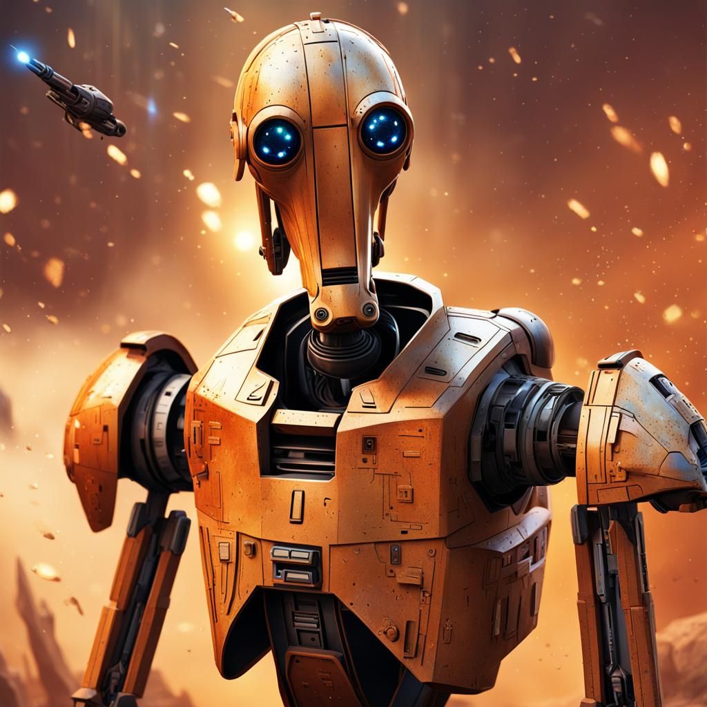 Hyperrealistic Star Wars Battle Droid Splash Art