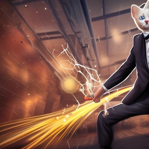 Black Cat in Suit Shooting RPG