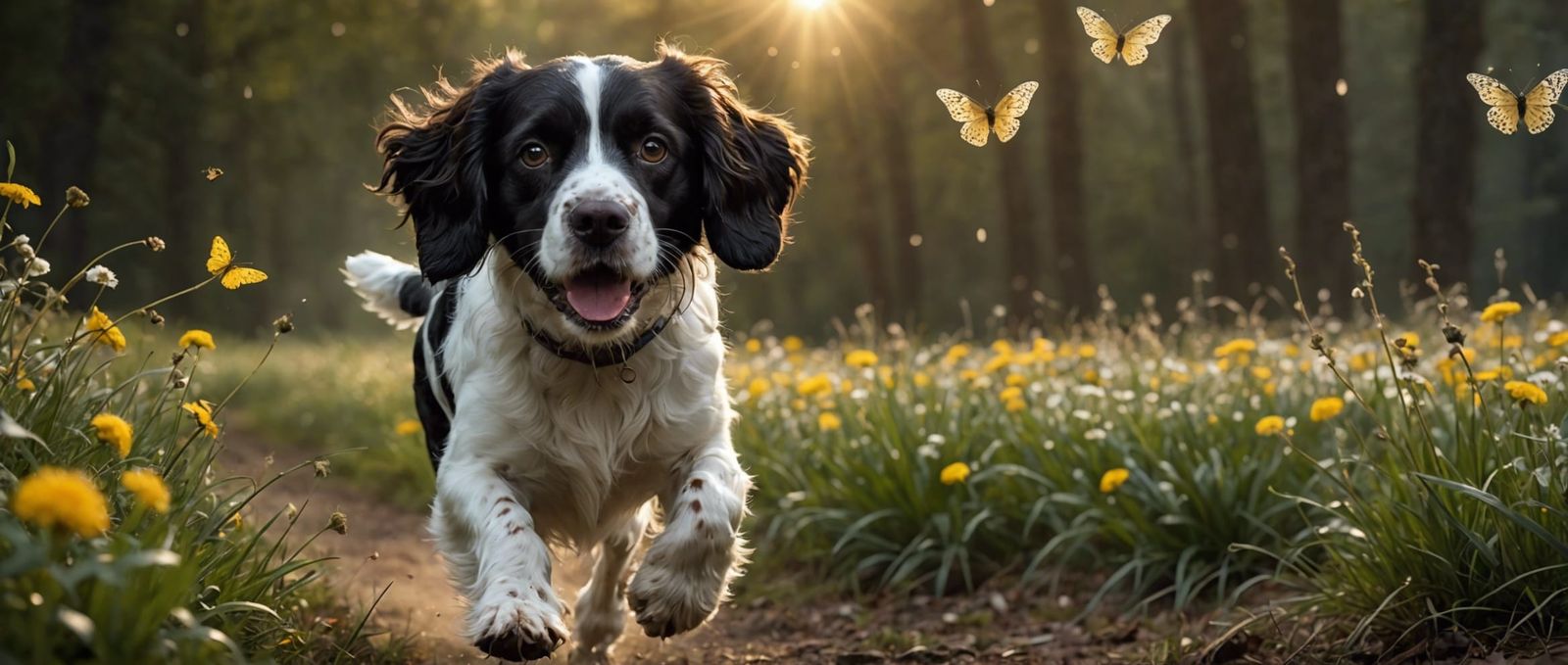 Enchanted Springer Spaniel in Rainy Meadow
