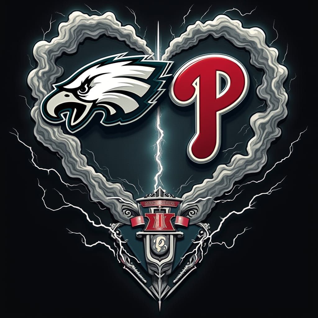 Philadelphia Sports Logos in Stencil Art Style