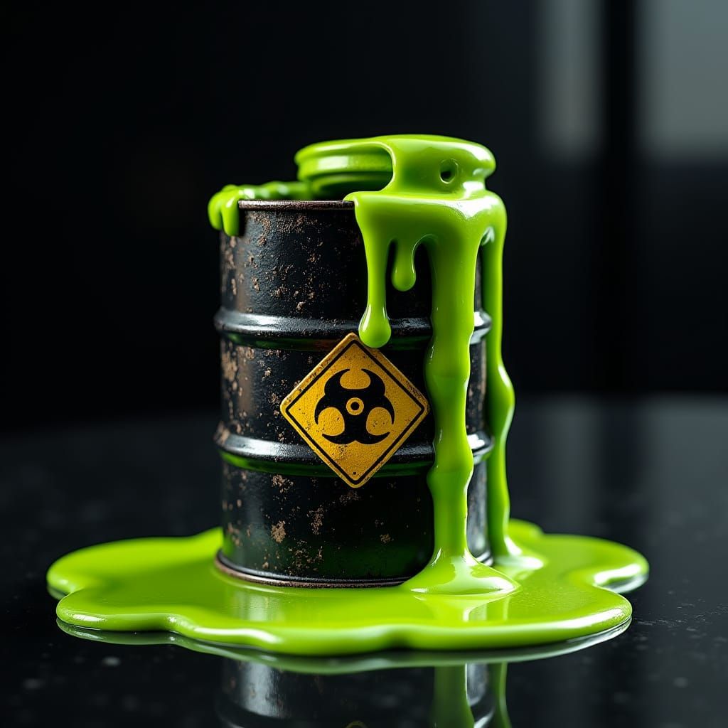 Metal Drum of Toxic Green Slime