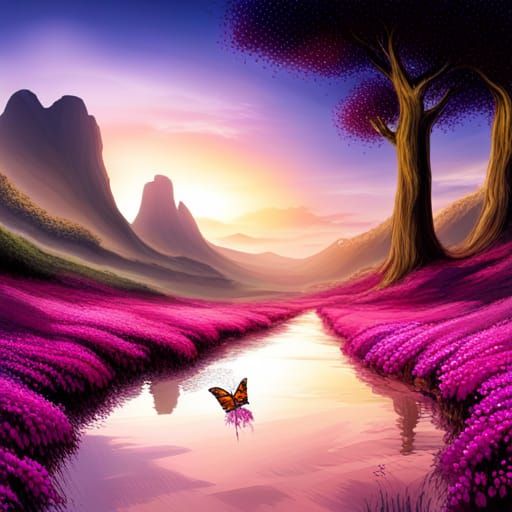 Butterfly Fantasy Landscape: Surreal AI Art