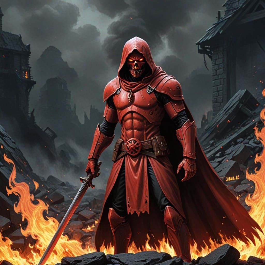 Grimdark Image in Fire Red Tones