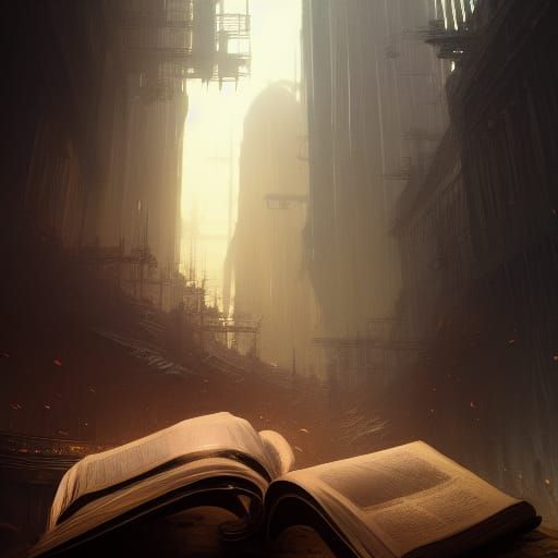 Books in Dark Fantasy Style by Alphonse Mucha