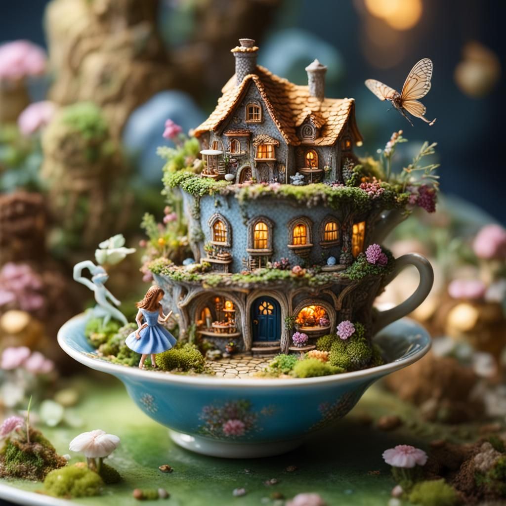 Miniature Fairy World Inside a Teacup, Cel Shading