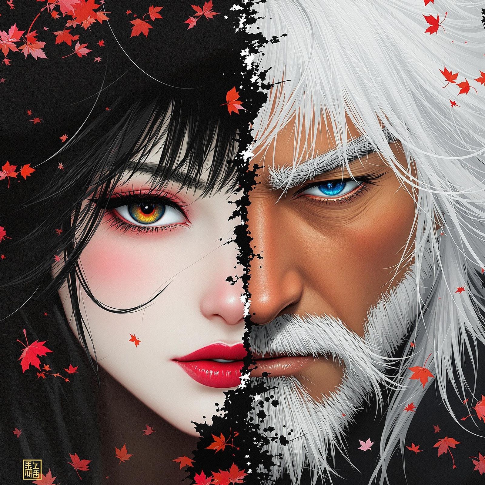 Samurai Duo with Katanas in Vibrant Digital Art