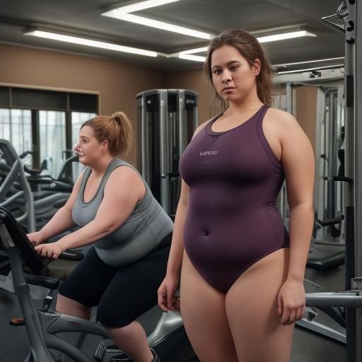 Bloated Woman Observes Thin Women in Gym