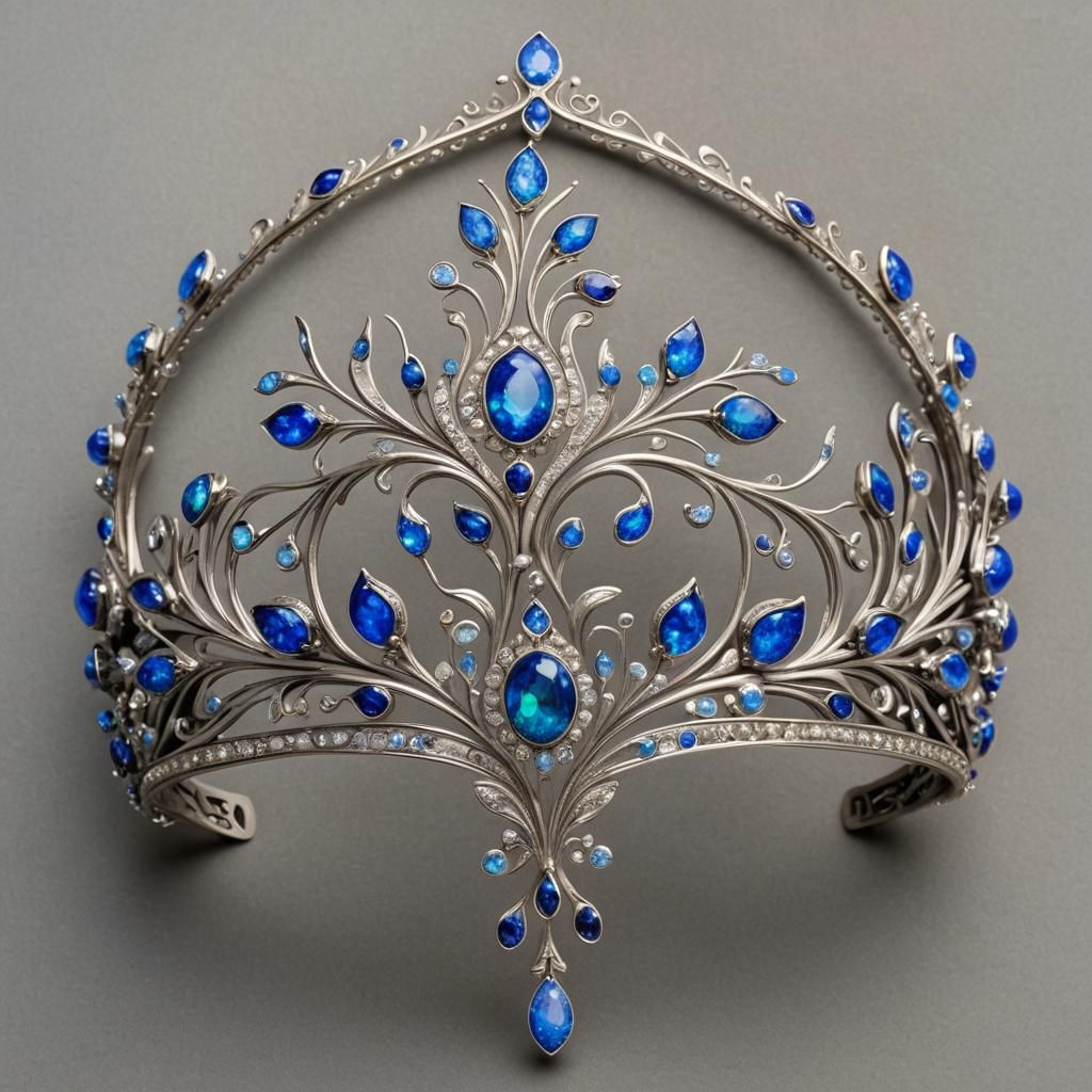 Blue Iris Tiara with Opals and Sapphires