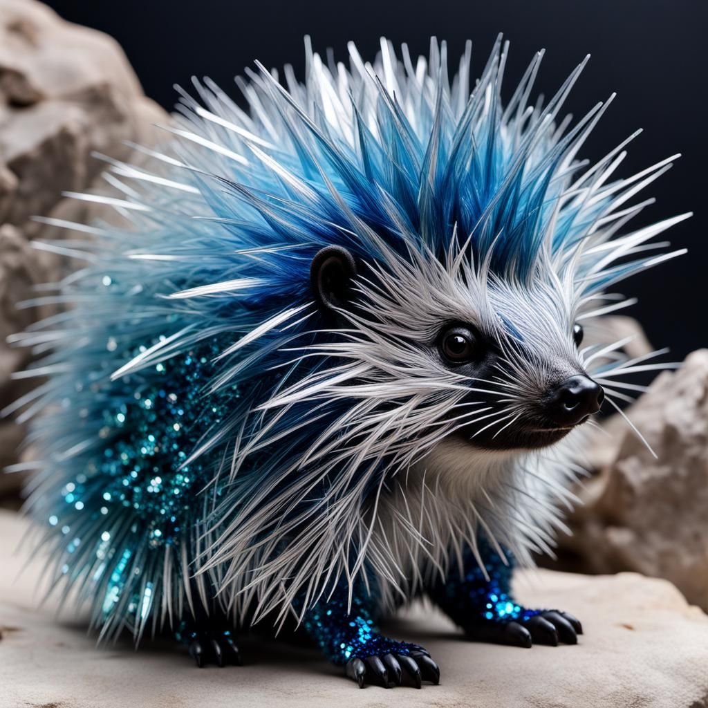 Shimmery Crystal Blue Porcupine: Unreal and Stunning