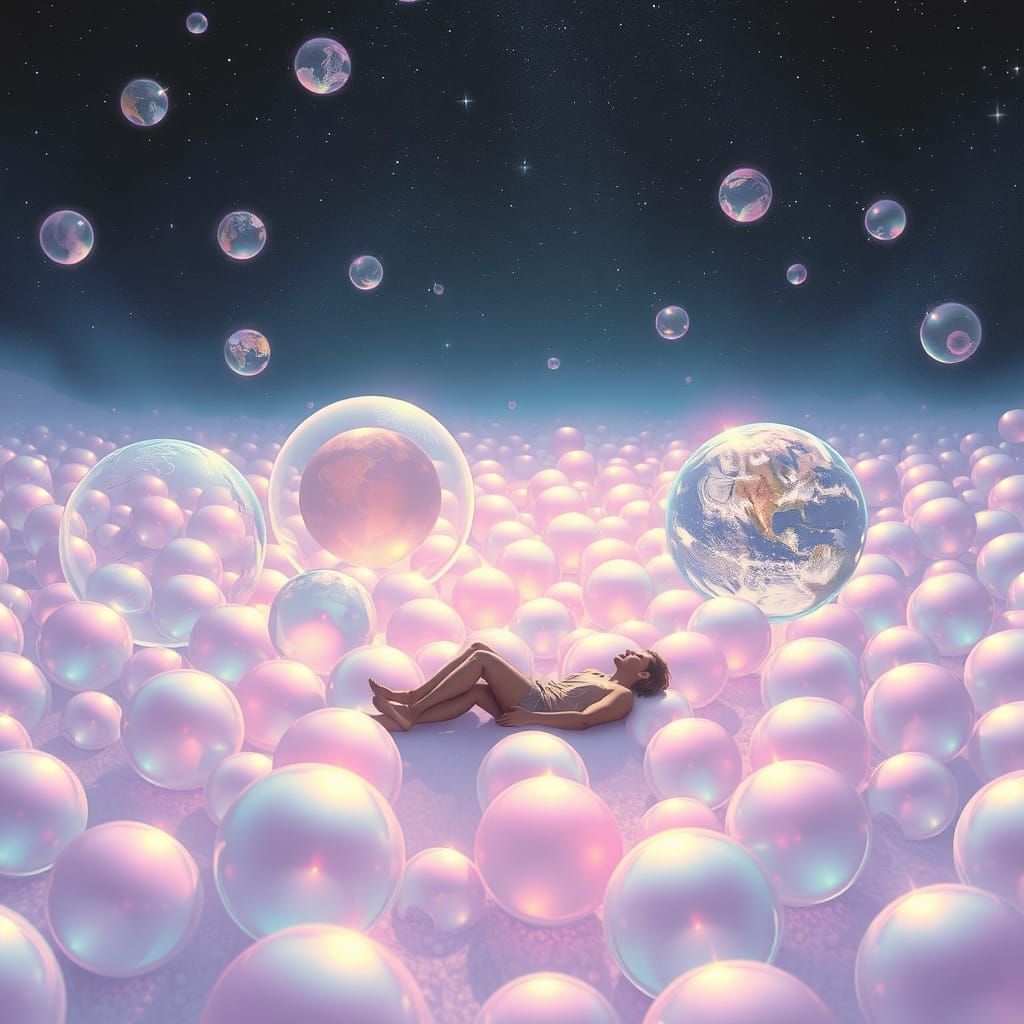 Cosmic Bubbles Reveal Alien Worlds in Multiverse Concept Art