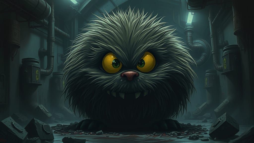 Sinister Fur Creature in Toxic Waste Plant