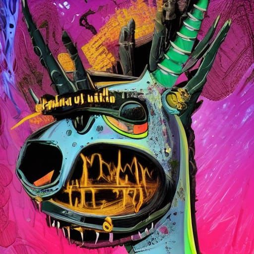 Surreal Unicorn Dissection in Post-Apocalyptic Lab