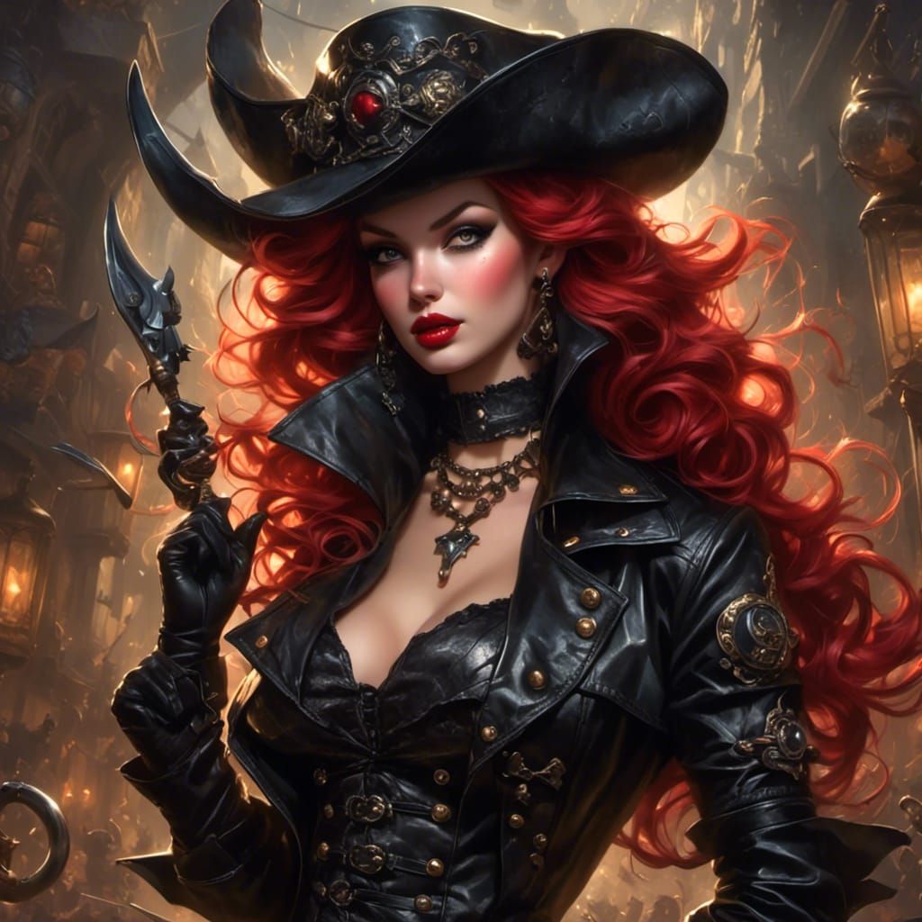 Tiefling Pirate Portrait in Dark Fantasy Style