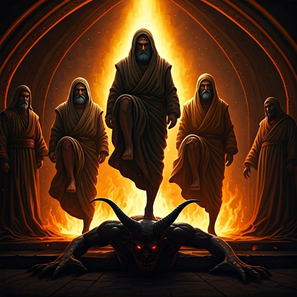 Prophets Vanquish Devil in Baroque Comic Style