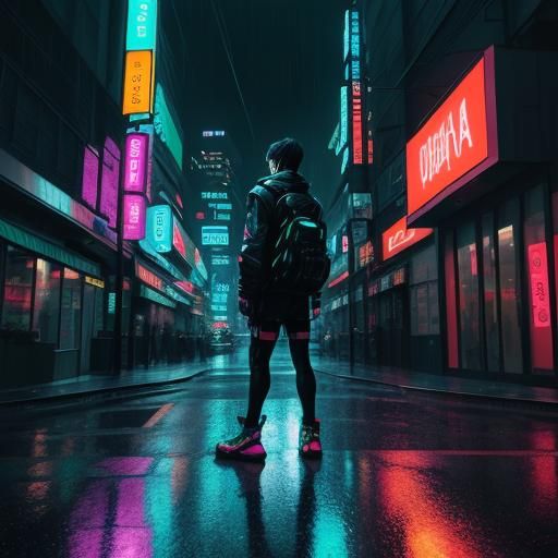 Asuka Kazama in Neon City: Vibrant Digital Art