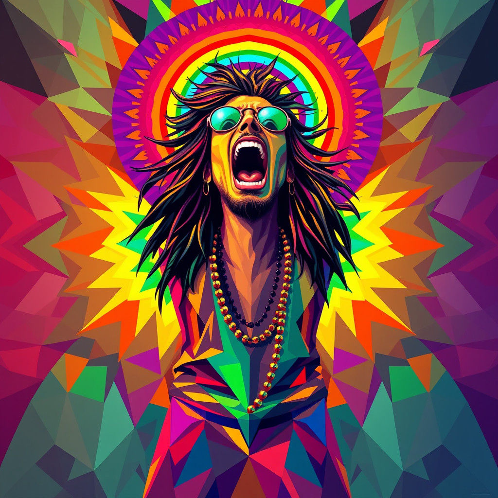 Psychedelic Hippie in a Rainbow Kaleidoscope