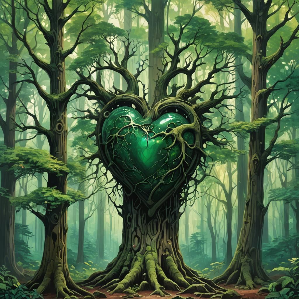 Emerald Heart of the Forest in 3D Anime Style
