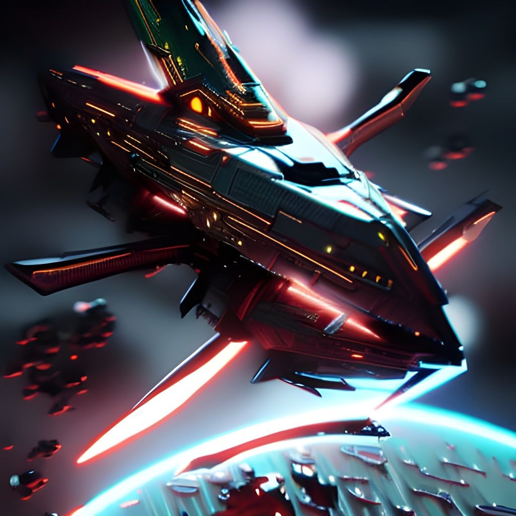 Futuristic Space Pirate Ship in Sci-Fi Style